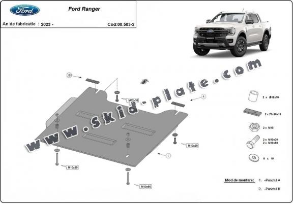 Steel transfer case skid plate for Ford Ranger