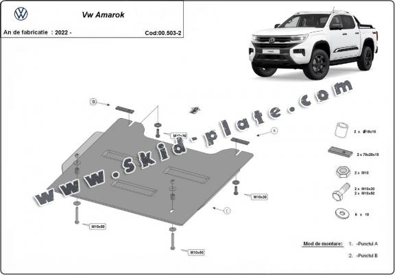 Steel transfer case skid plate for Volkswagen Amarok