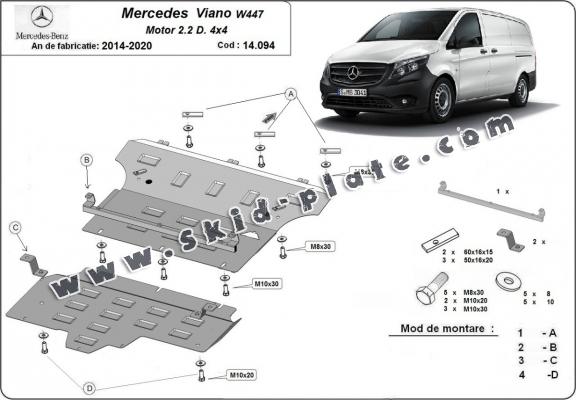 Steel skid plate for Mercedes Viano W447, 2.2 D, 4x4