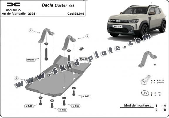 Steel diferential skid plate for Dacia Duster 4x4