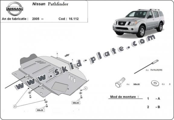 Steel skid plate for Nissan Pathfinder