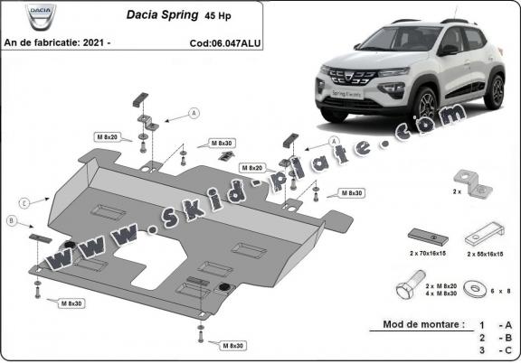 Aluminium skid plate for Dacia Spring