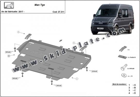 Steel skid plate for Man Tge