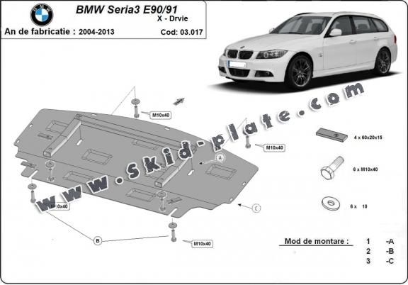 Steel radiator skid plate for BMW seria 3 - E90