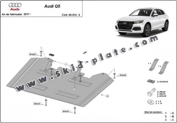 Steel transfer case skid plate for Audi Q5