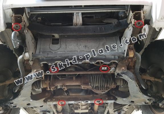 Steel skid plate for the protection of the engine and the radiator for Mitsubishi Pajero 3 (V60, V70)